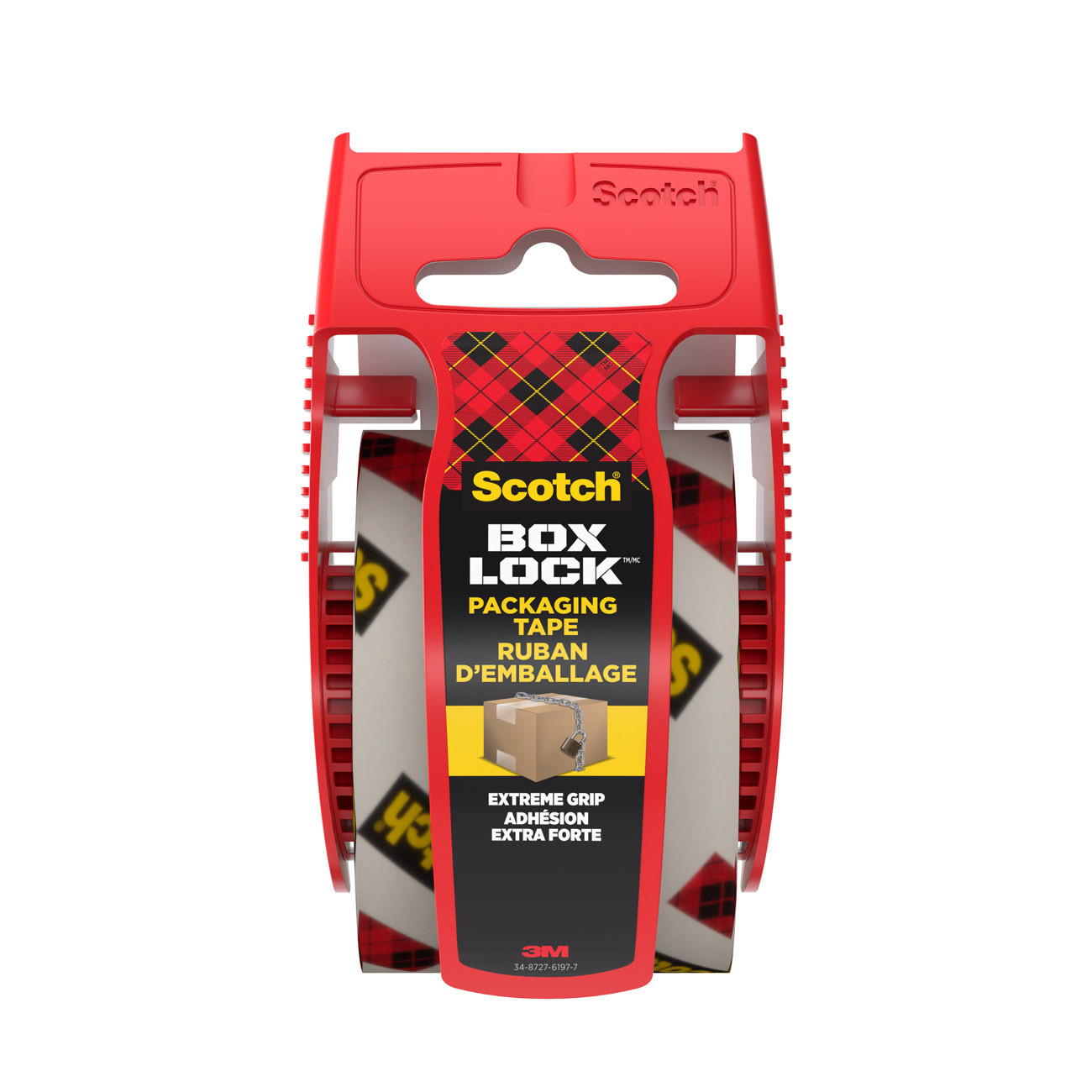 Scotch Dévidoir et ruban d'emballage Box Lock transparent - Rouleau adhésion extra forte - 48 mm x 20,3 m