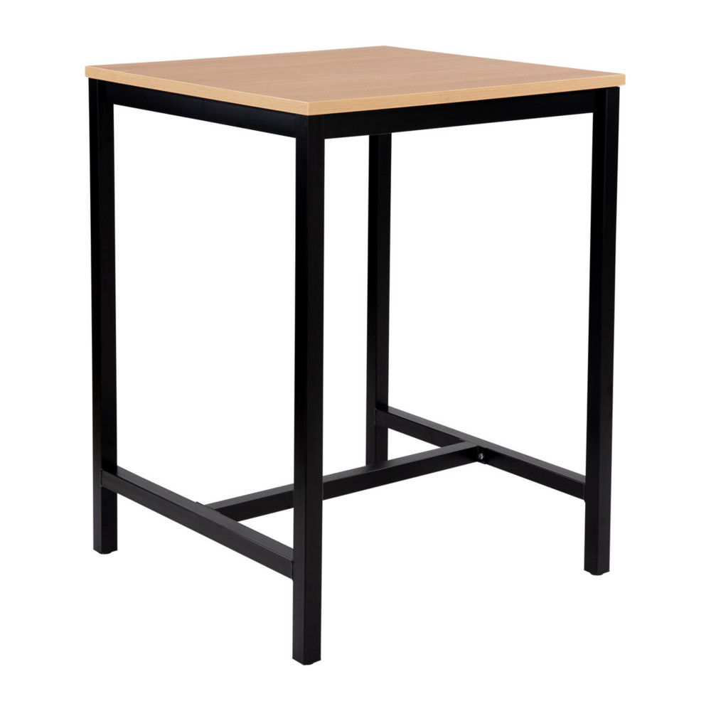 Table haute 110 cm polyvalente Budget 80 x 80 cm - Chne pieds mtal Noir