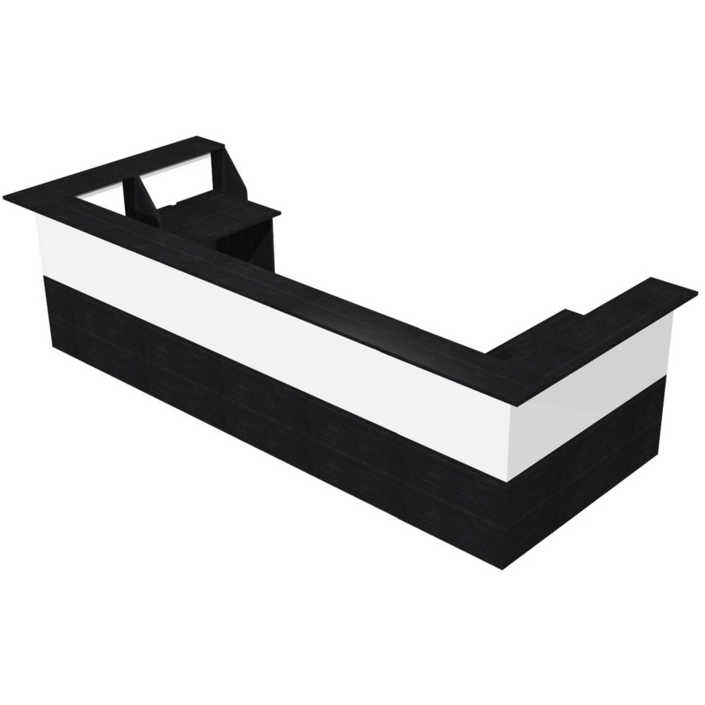 Pack Banque d'accueil Ola - 2 x Angles 90 + 2 x Modules hauts L.120 cm + 2 x Modules hauts L.80 cm - Noir / Blanc