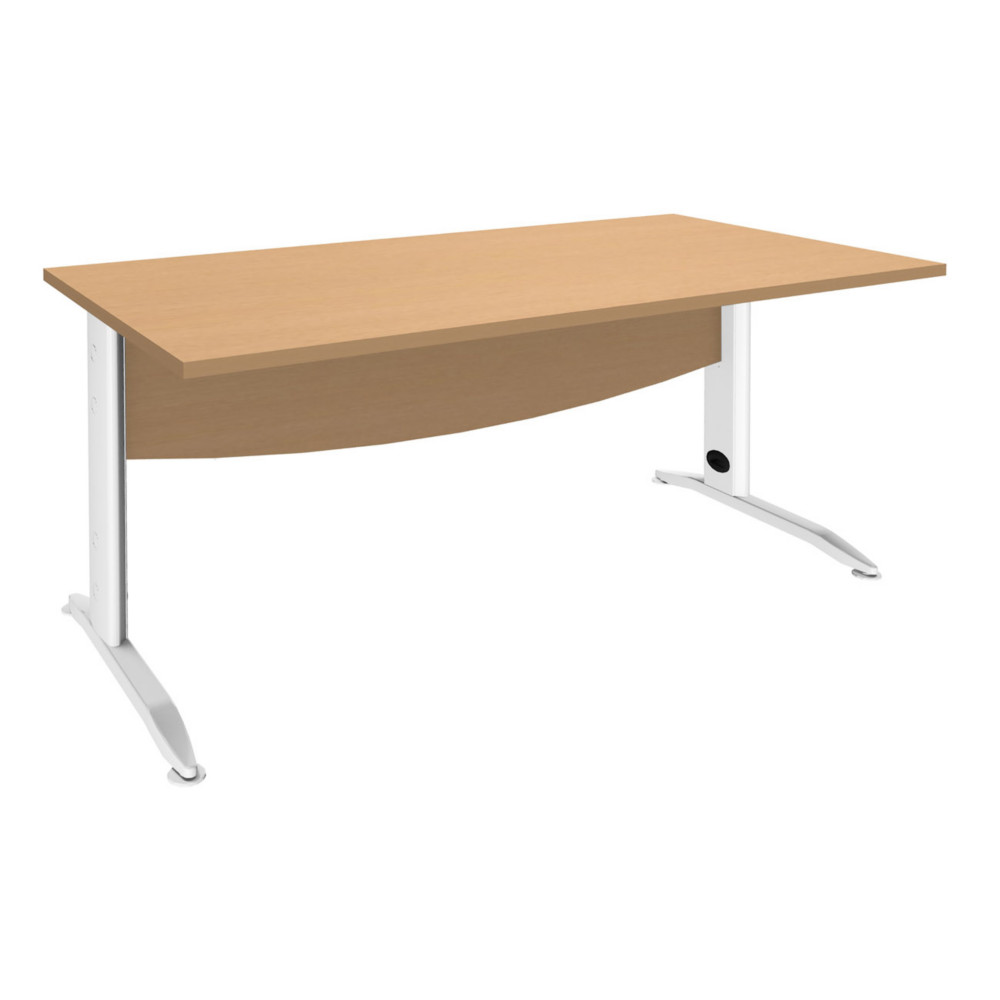 Bureau Droit Activity Mtal - L.180 x P.80 cm - Plateau Htre - Pieds L Blanc
