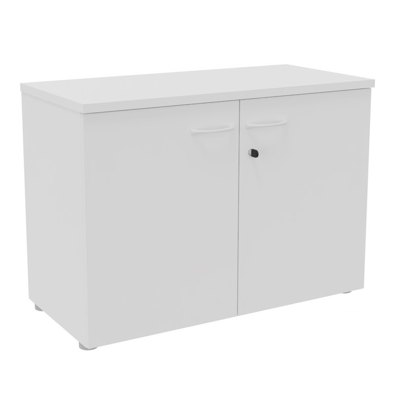 Armoire+basse+portes+battantes+L.100+x+P.48+x+H.72+cm+-+Blanc