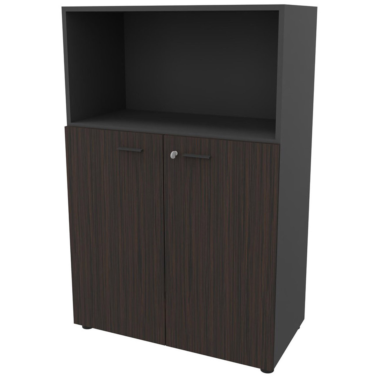Armoire+mi-haute+avec+niche+Arold+H.131+x+L.86+cm+portes+basses+Ebene+/+Tissu+gris