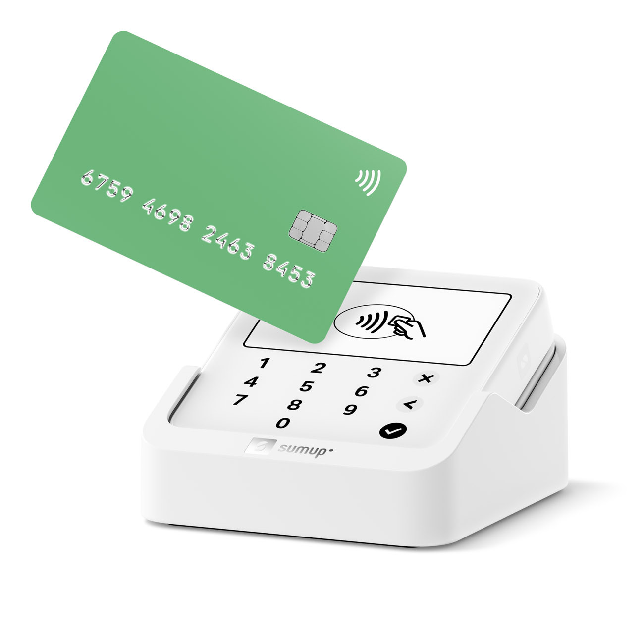 SumUp Solo Lite - Terminal de paiement avec écran et sa station de charge - Bluetooth - Blanc