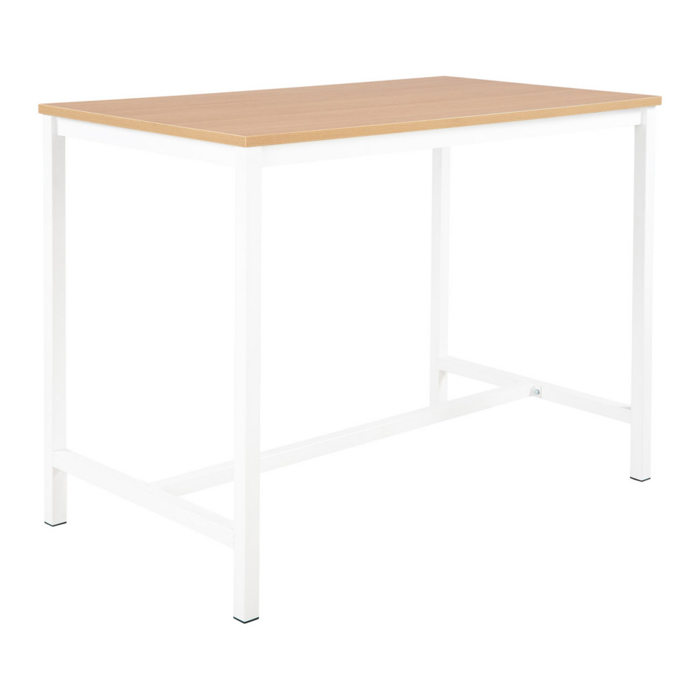 Table haute 110 cm polyvalente Budget 140 x 80 cm - Chne pieds mtal Blanc