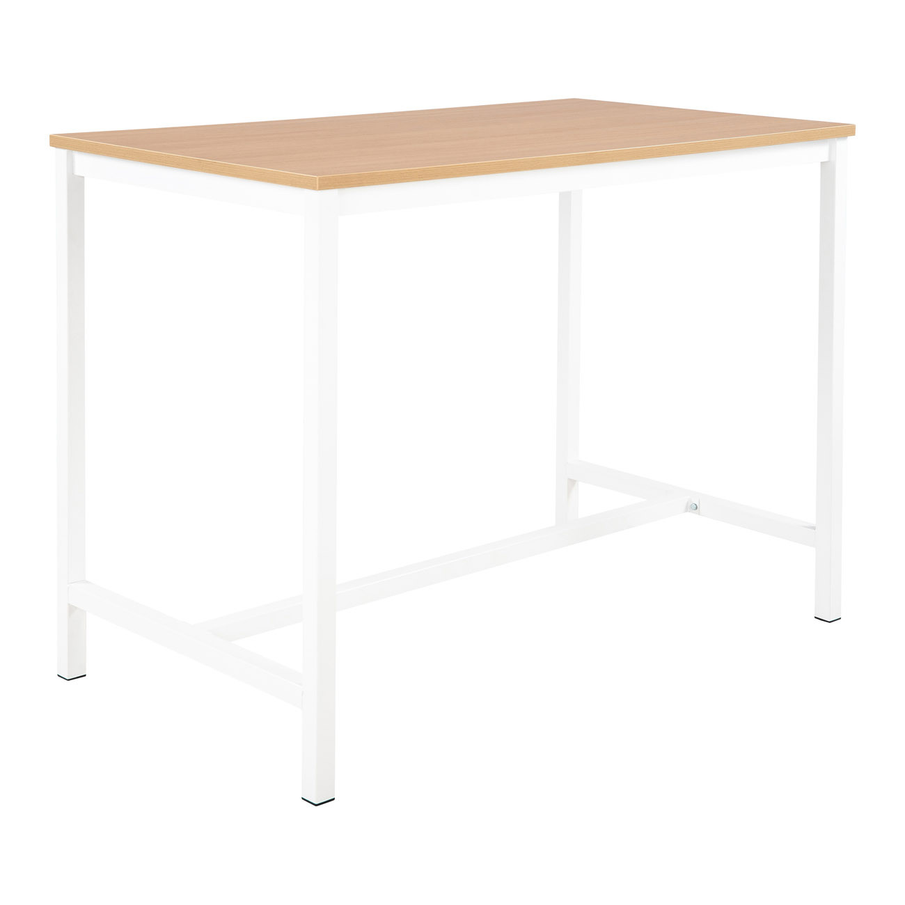Table haute 110 cm polyvalente Budget 140 x 80 cm - Chêne pieds métal Blanc