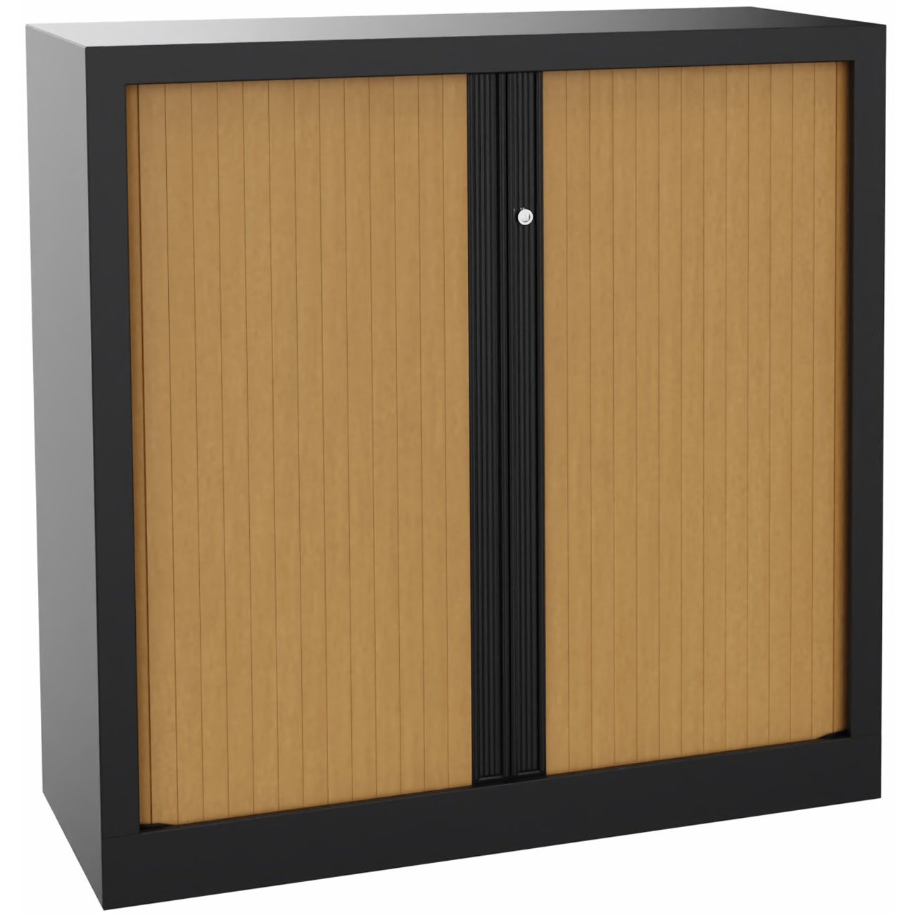 Armoire+à+rideaux+metal+monobloc+Natura+NF+-+H.100+x+L.100+cm+-+Corps+Noir+-+Rideaux+Hetre