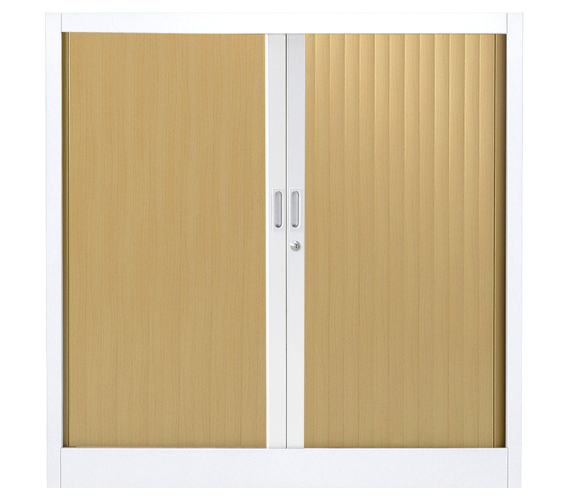 Armoire+à+rideaux+metal+monobloc+Generic+-+H.100+x+L.120+cm+-+Corps+Blanc+-+Rideaux+Chene