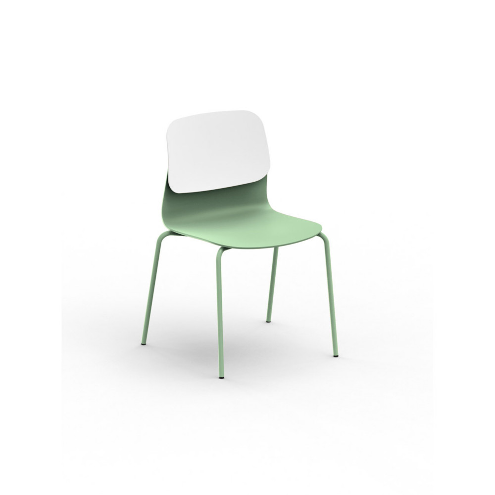 Sokoa Chaise collectivit Klik en polypropylne - Pieds mtal - Vert / Blanc