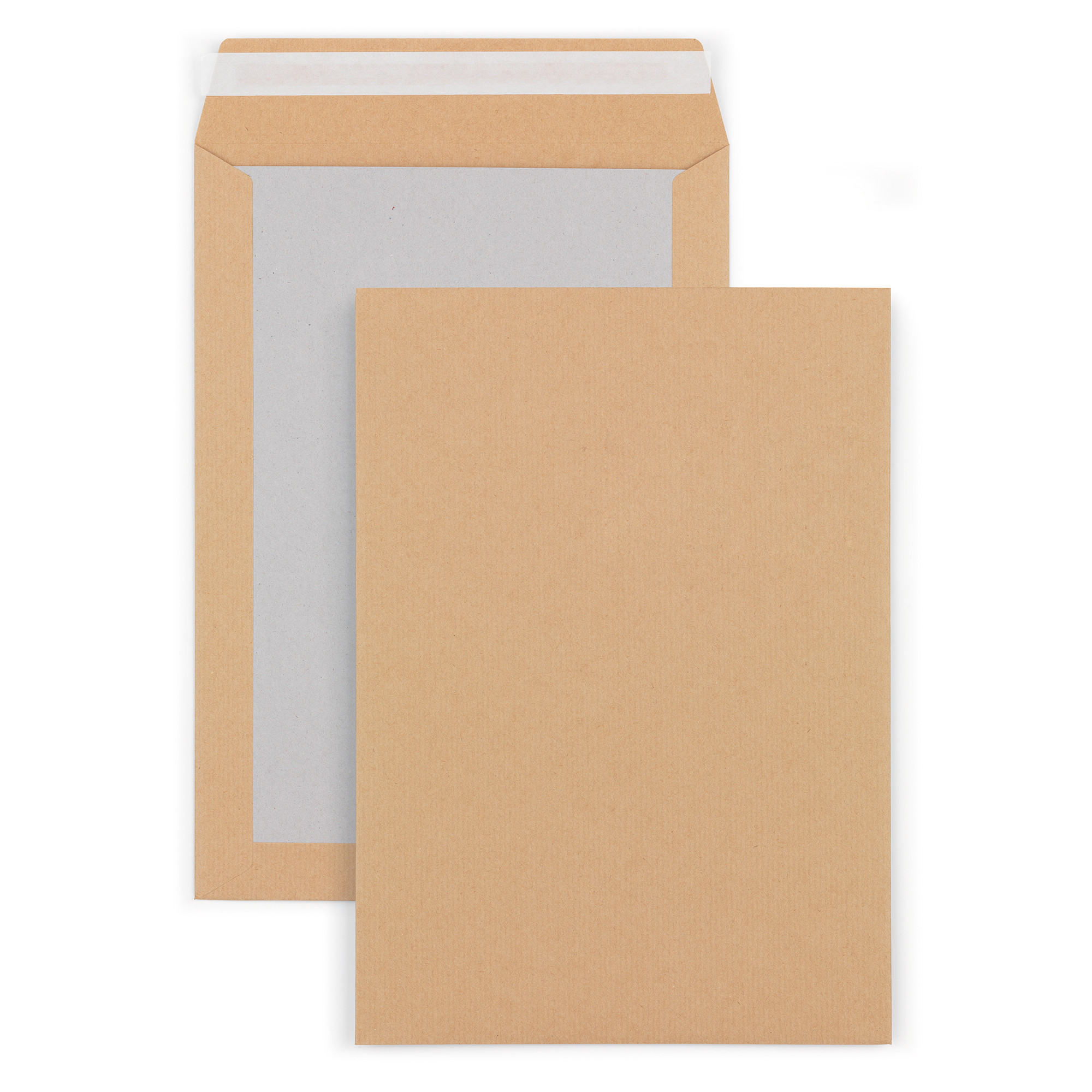 RAJA Pochette kraft brun 450 x 650 mm 120g sans fenêtre - dos carton - autocollante bande protectrice - Lot de 50