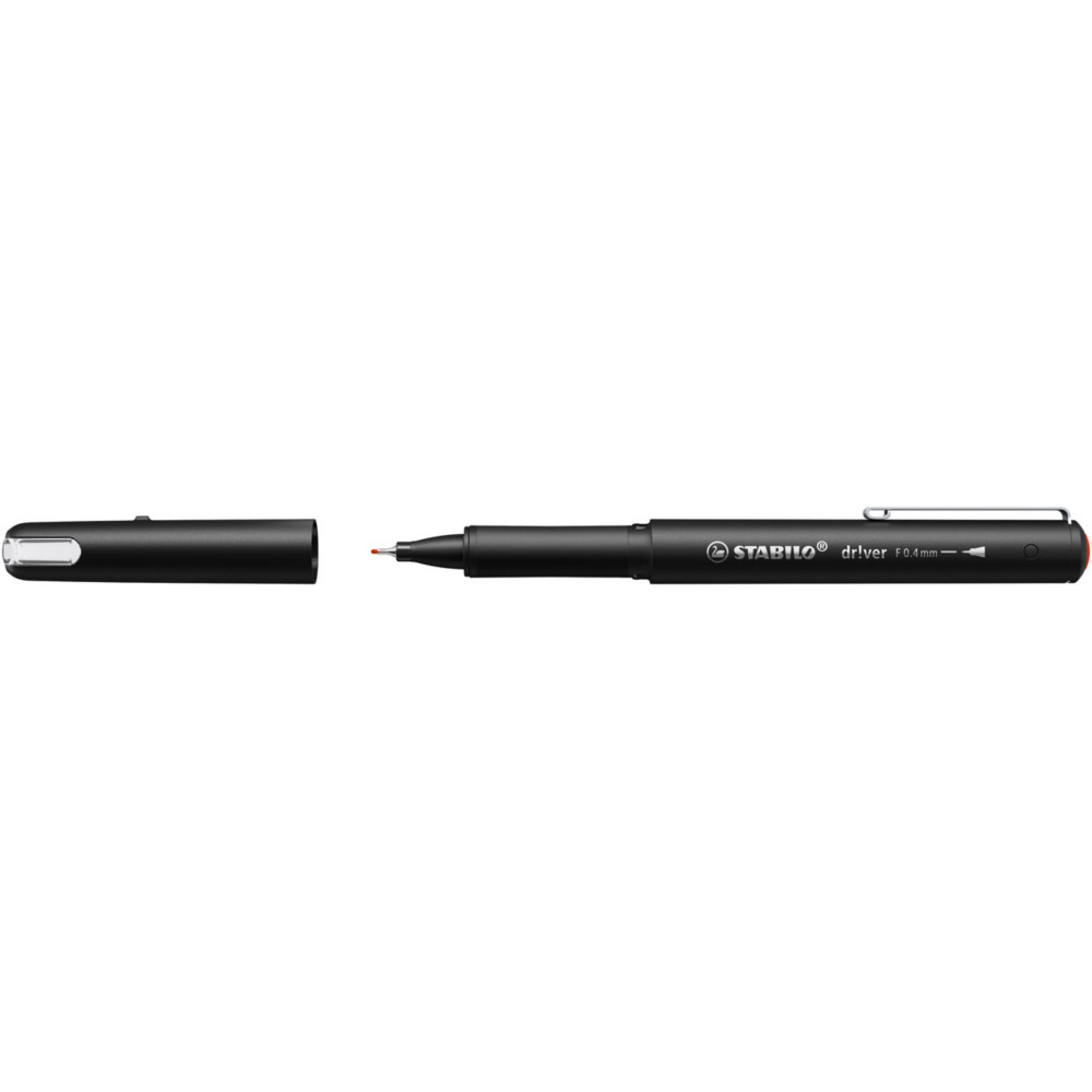STABILO Stylo-feutre Dr!ver pointe fine (0,4mm) - Corps en plastique biosourc  - Encre rouge
