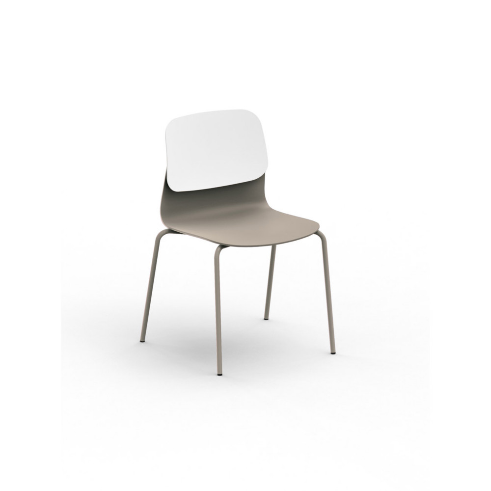 Sokoa Chaise collectivit Klik en polypropylne - Pieds mtal - Taupe / Blanc