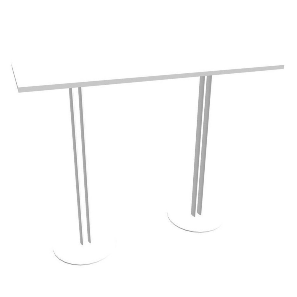 Table haute Roxane L.140 x P.60 x H.110 cm - Plateau Blanc - 2 pieds tube Blanc