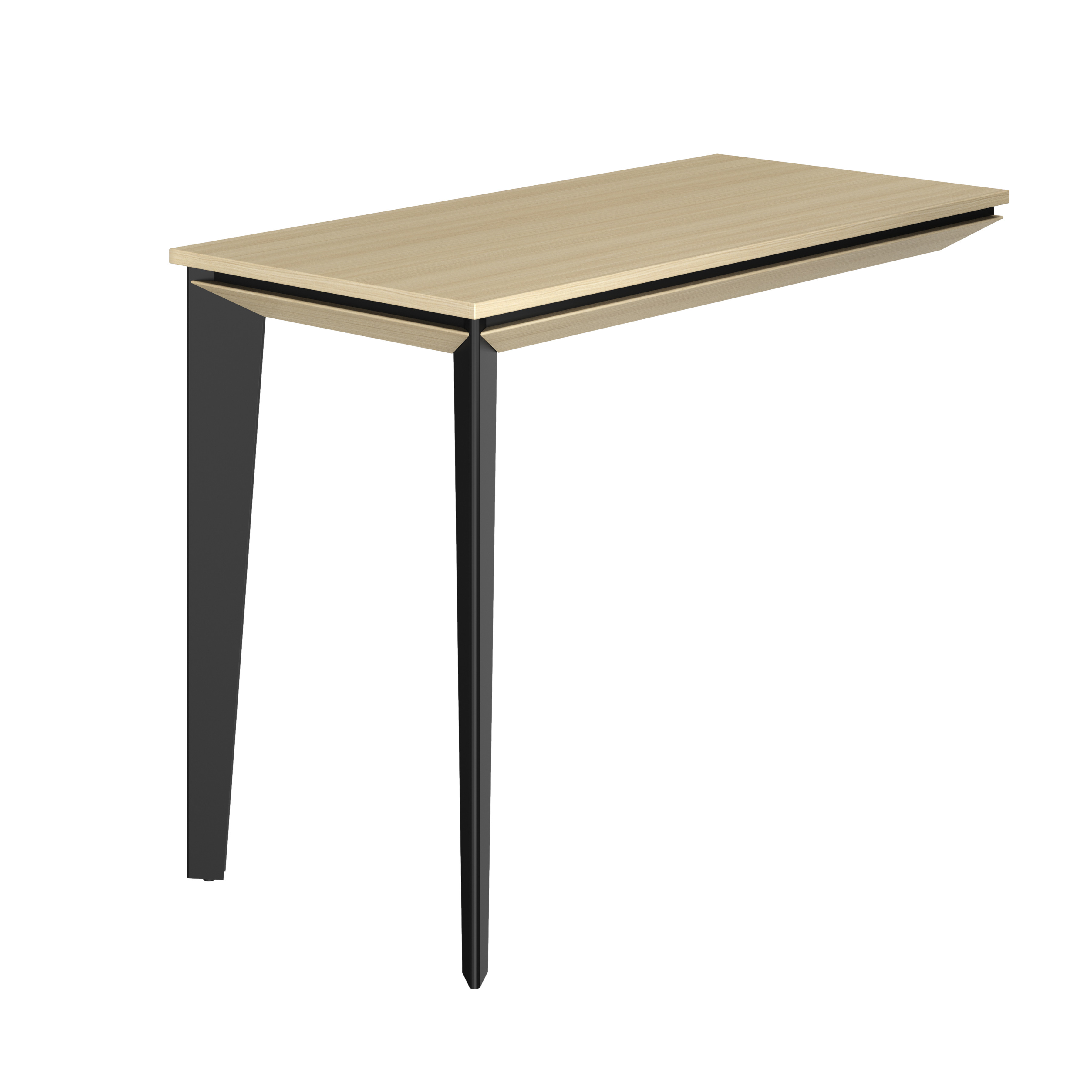 Retour rectangulaire pour bureau direction Fusion - L.100 x P.52 cm - Plateau Chêne structuré - Pieds métal Noir