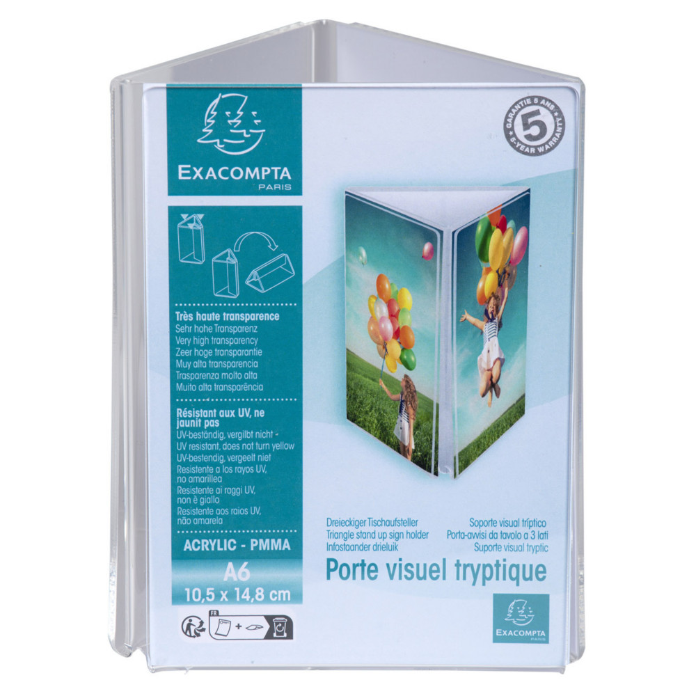 Exacompta Prsentoir de documents tryptique A6 Cristal - Transparent