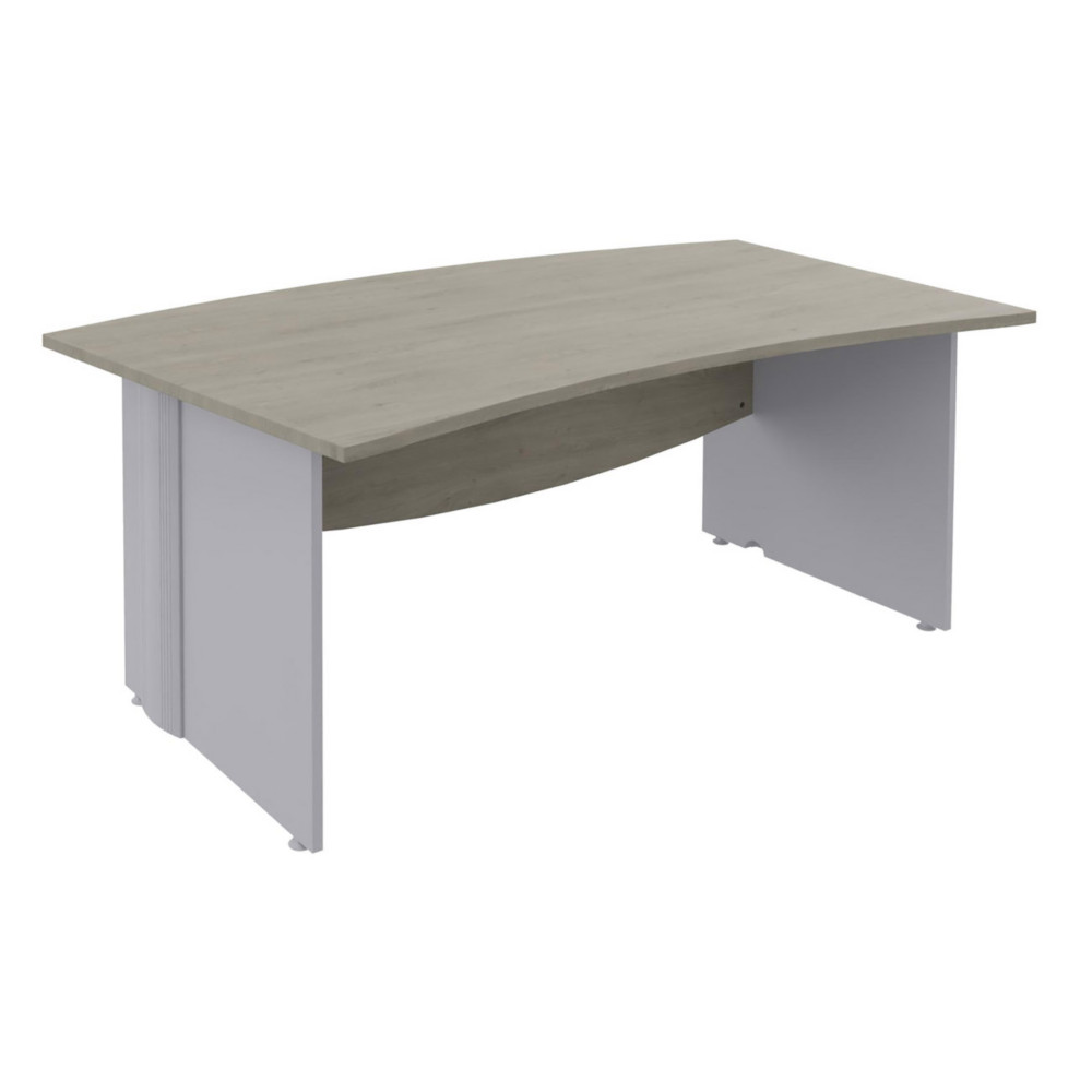 Bureau de direction Activity L.180 x P.100 cm - Plateau Chne gris - Pieds pleins Aluminium