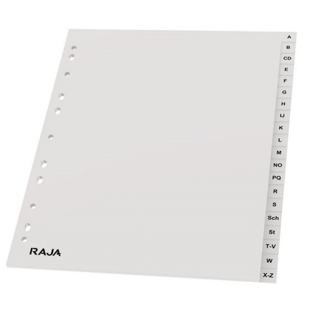 RAJA Intercalaires alphabtiques A4+ en polypropylne gris - 20 divisions