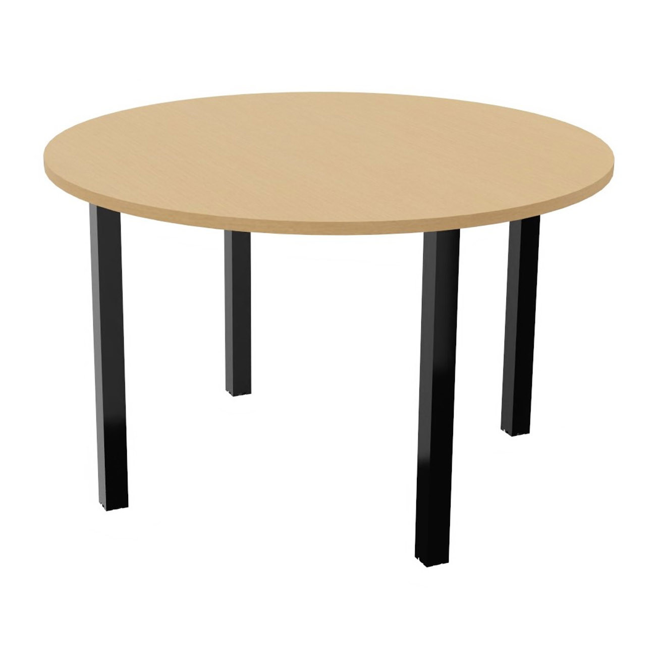 Table ronde 120 cm - 4 pieds métal Noir - Plateau Hêtre