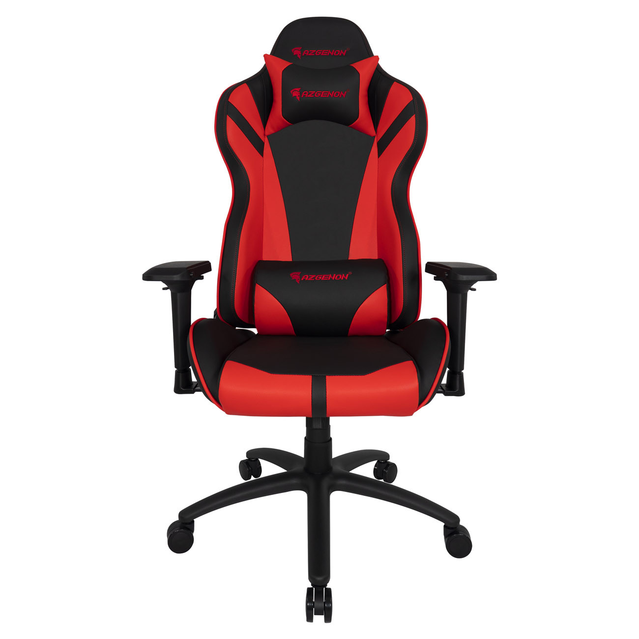 Apollon Fauteuil Gamer ergonomique simili cuir - Accoudoirs 4D + 2 coussins amovibles pour lombaires et tête - Inclinaison et hauteur réglable - Noir et Rouge