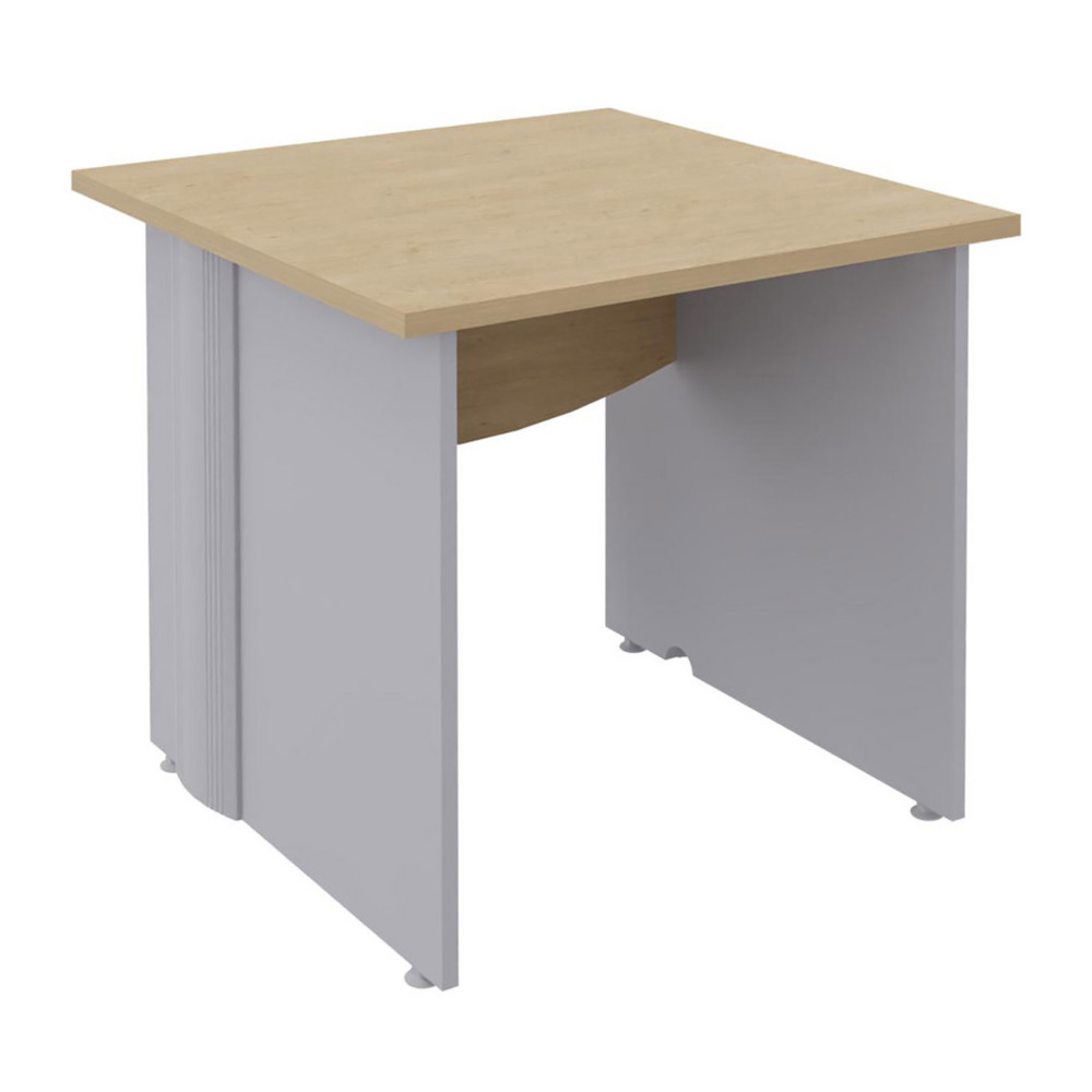 Bureau Droit Activity - L.80 x P.80 cm - Plateau Chne clair - Pieds pleins Aluminium