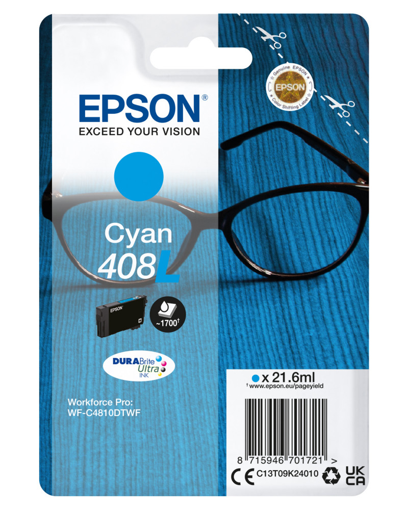 Epson 408 L Cartouche d'encre originale grande capacit C13T09K24010 - Cyan