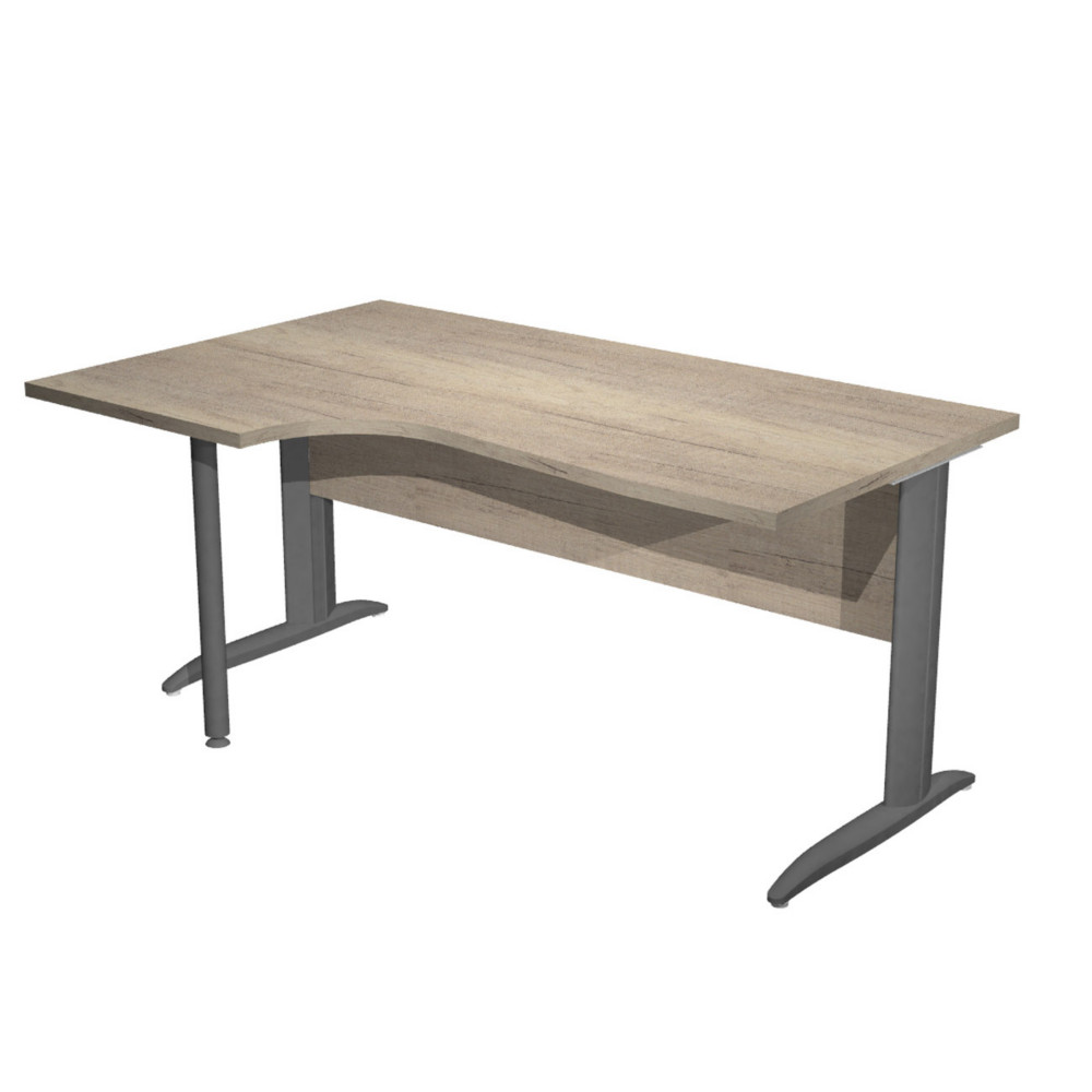 Bureau d'angle compact retour  gauche Pronto Mtal - L.160 x P.100 cm - Plateau Chne Canadien - Pieds L Anthracite