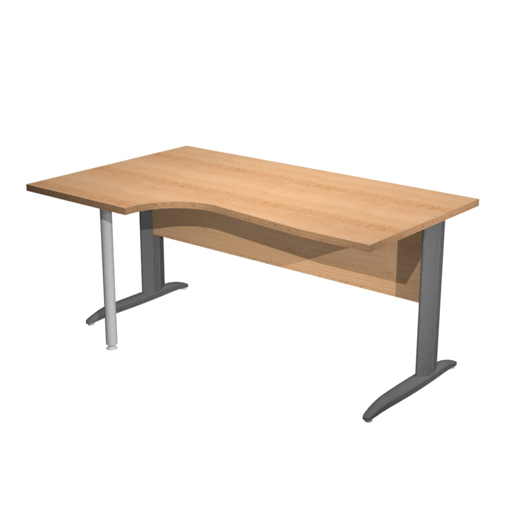 Bureau d'angle compact retour  gauche Pronto Mtal - L.160 x P.100 cm - Plateau Htre - Pieds L Anthracite