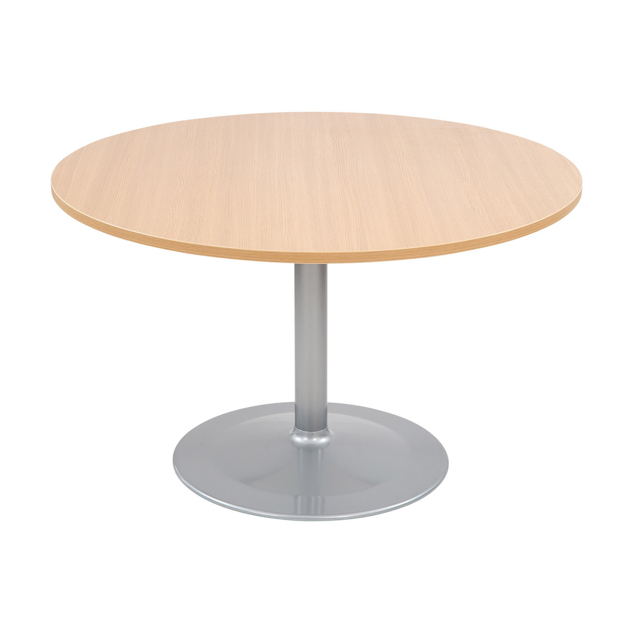 Table de réunion ronde 120cm PURE - Chêne pieds Aluminium