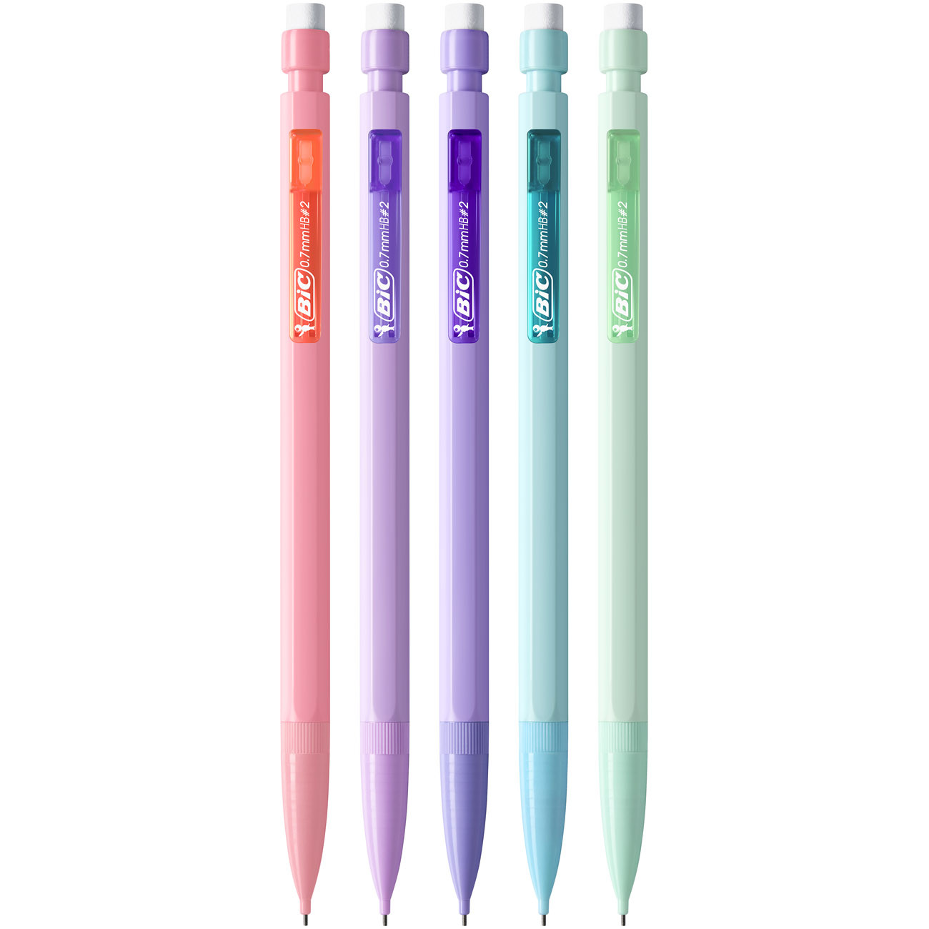 BIC+Matic+Pastel+Porte-mines+pointe+moyenne+0,7+mm+HB+-+coloris+assortis
