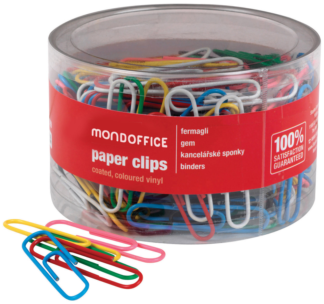 MONDOFFICE Trombones acier laqué 25 mm - Boîte de 100 Coloris assortis