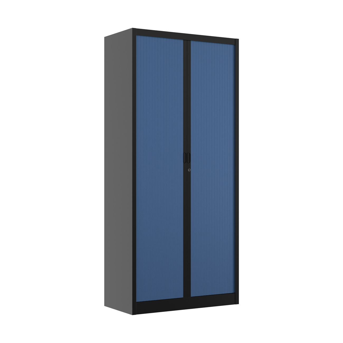 Armoire+à+rideaux+metal+Classtout+-+H.198+x+L.90+cm+-+Corps+Anthracite+-+Rideaux+Bleu