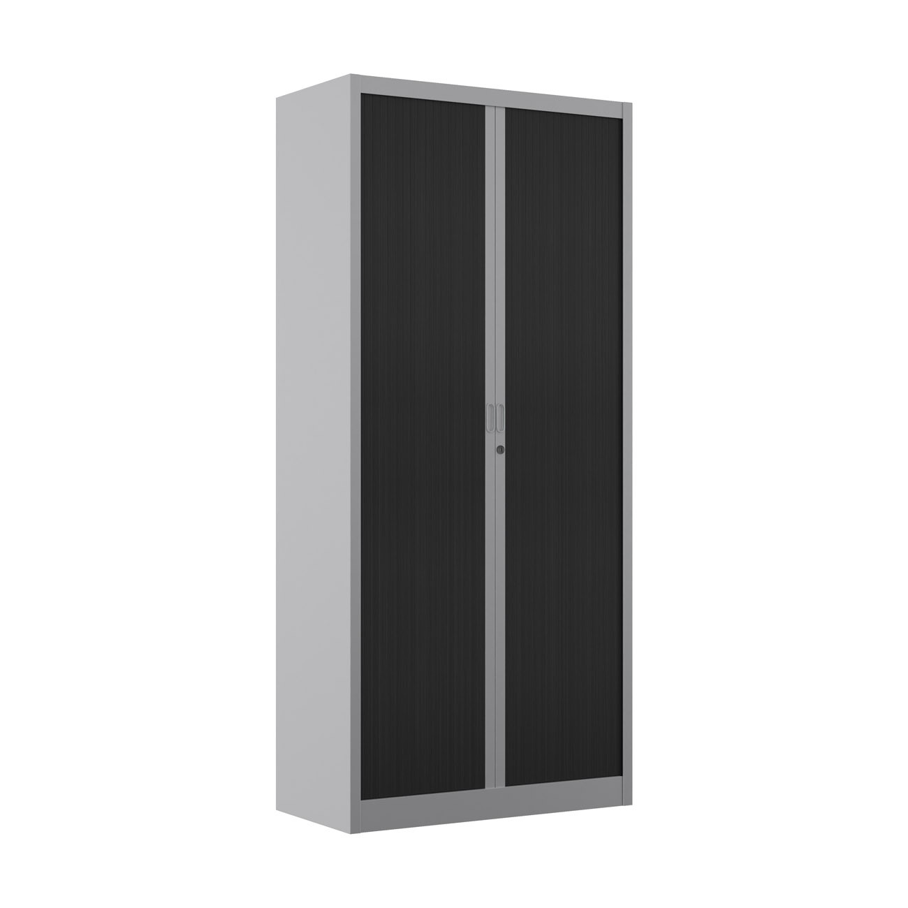 Armoire+à+rideaux+metal+Classtout+-+H.198+x+L.90+cm+-+Corps+Gris+-+Rideaux+Anthracite