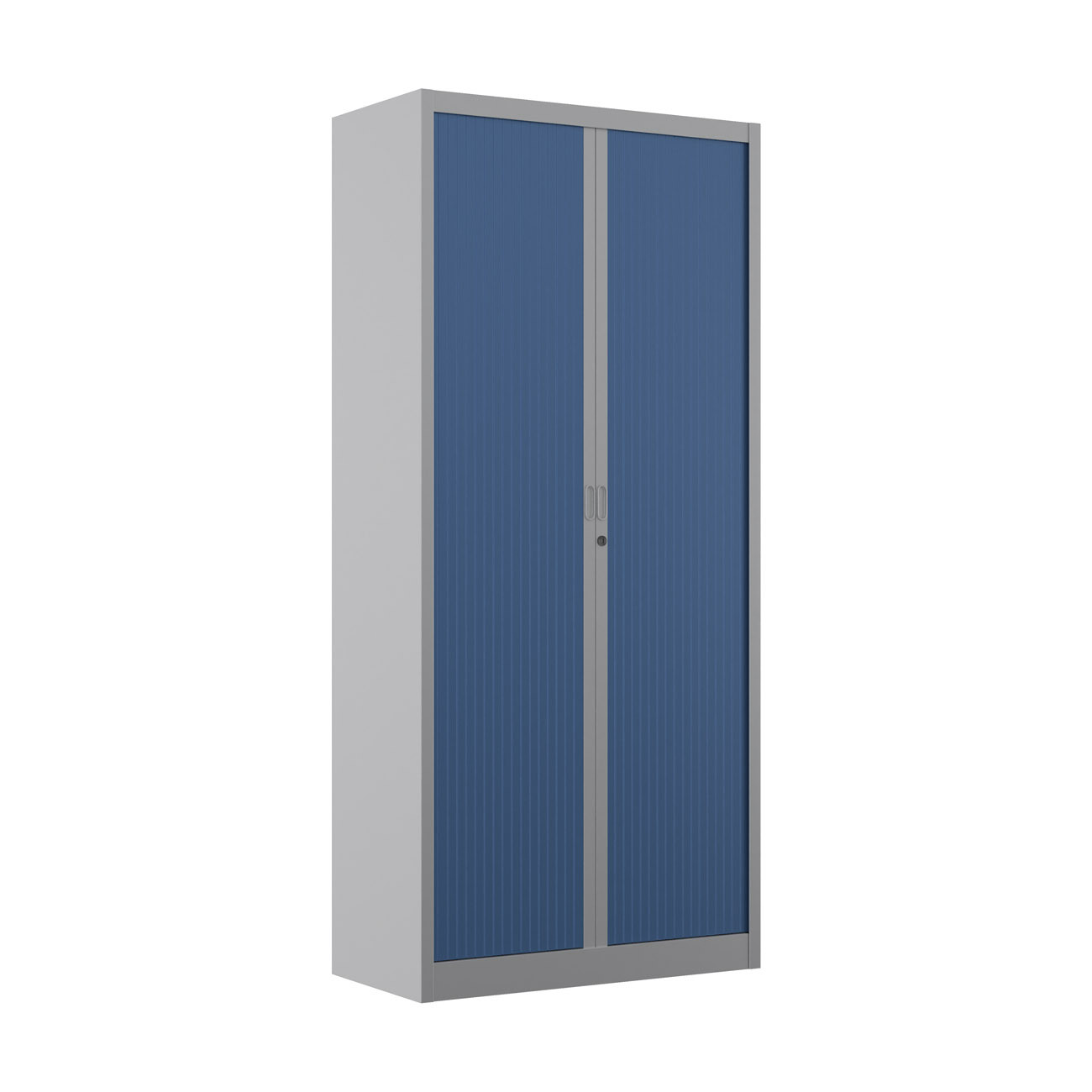Armoire+à+rideaux+metal+Classtout+-+H.198+x+L.90+cm+-+Corps+Gris+-+Rideaux+Bleu
