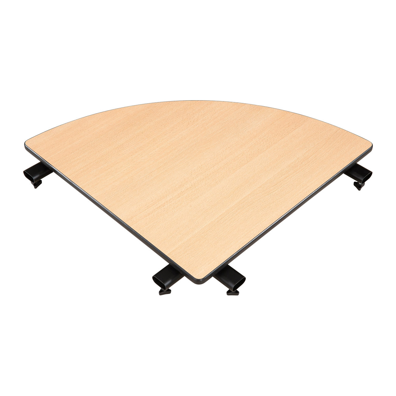 Table pliante modulaire 1/4 de rond - L.70 cm - Plateau Hêtre - Pied Noir