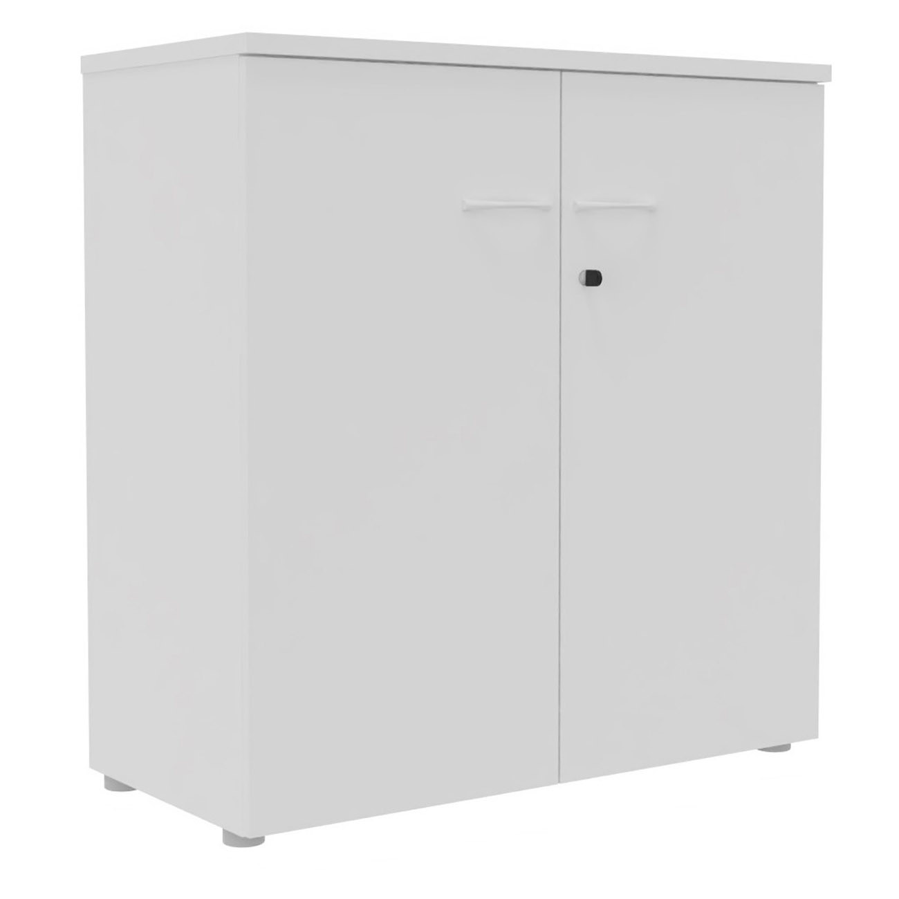 Armoire+mi-hauteur+portes+battantes+L.100+x+P.48+x+H.104+cm+-+Blanc
