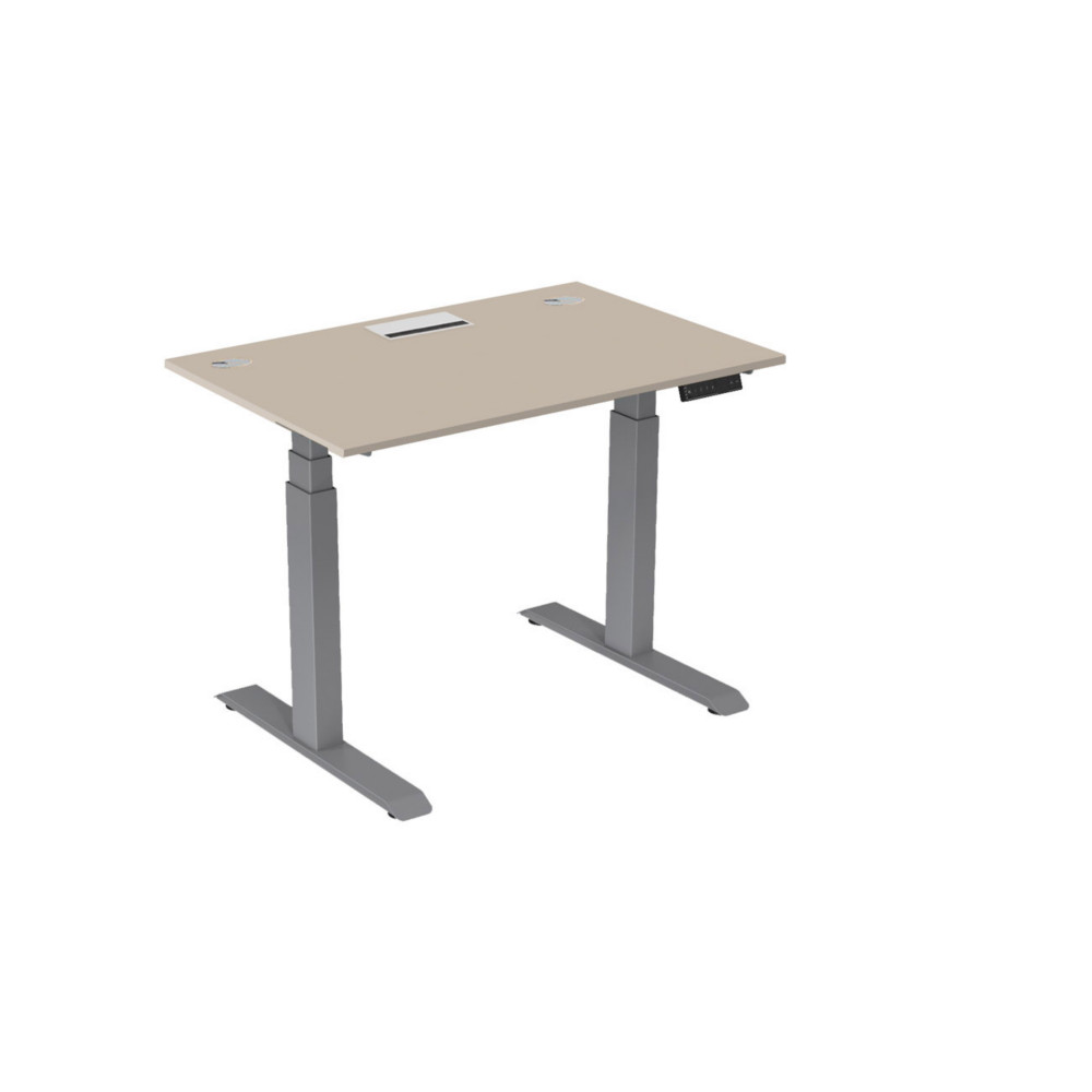 Bureau assis-debout Activ'o - Rglage lectrique en hauteur - L.120 x P.80 cm - Plateau Argile avec top access - Pieds mtal Gris