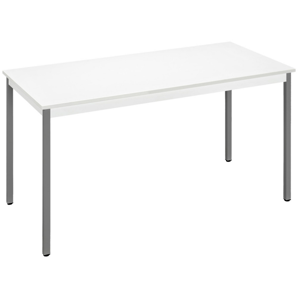 Table de runion modulable rectangle - L.140 x P.70 cm - Plateau Blanc - Pieds Gris