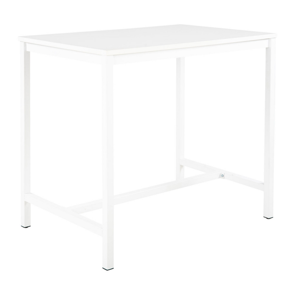 Table haute 110 cm polyvalente Budget 120 x 80 cm - Blanc pieds mtal Blanc