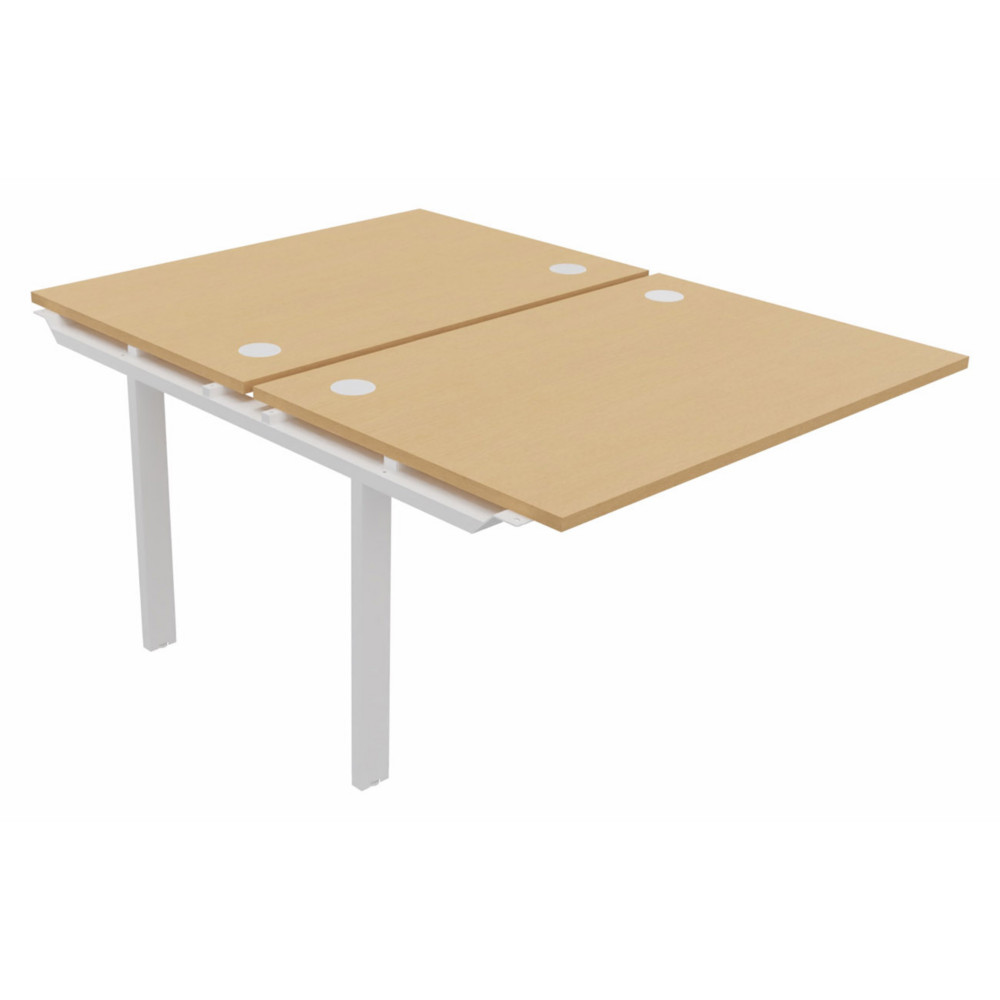 Module suivant pour ensemble 2 bureaux droits E-link - L.120 x P.163 cm - Plateau Htre - Pieds Blanc