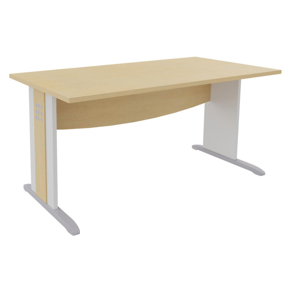 Bureau droit Axiome - L.140 x P.80 cm - Plateau Htre - Pieds L Blanc