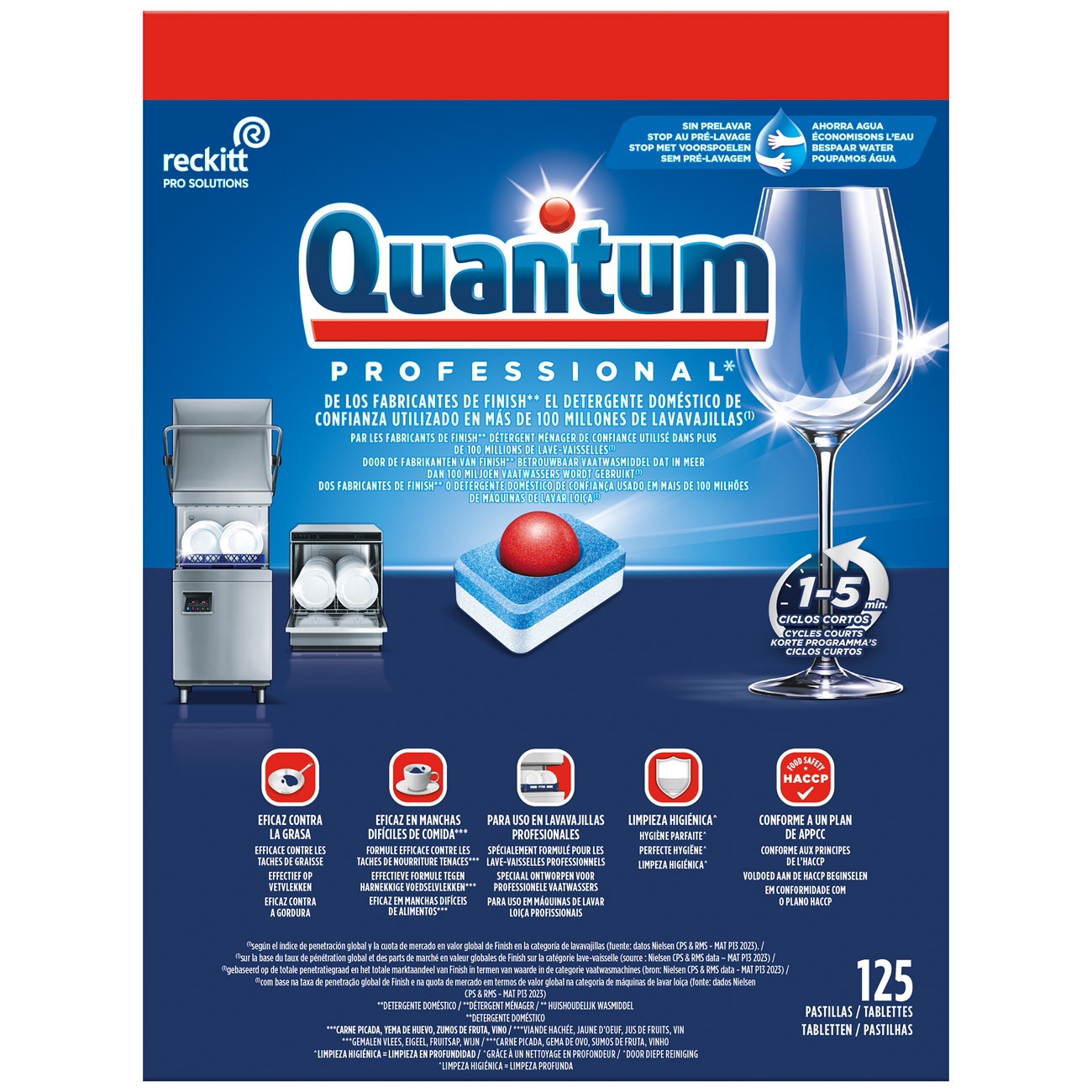 Quantum Professional Tablettes de lavage pour lave-vaisselles - Lot de 125 tablettes