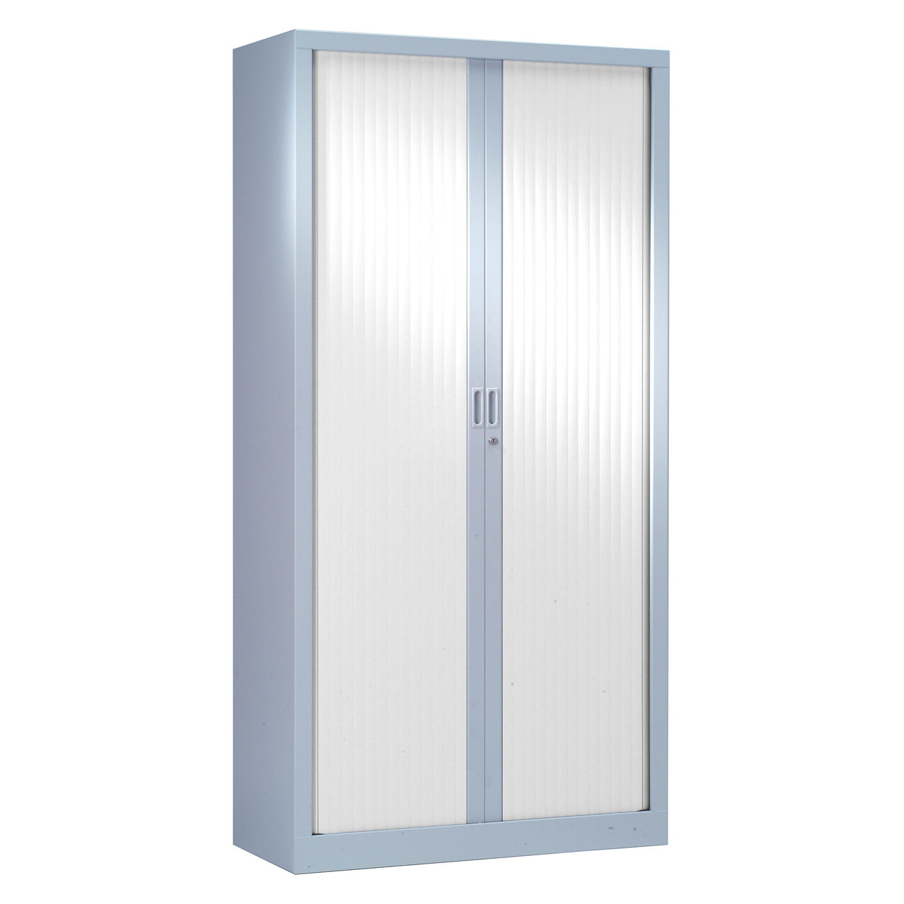 Armoire+à+rideaux+metal+monobloc+Generic+-+H.198+x+L.100+cm+-+Corps+Aluminium+-+Rideaux+Blanc