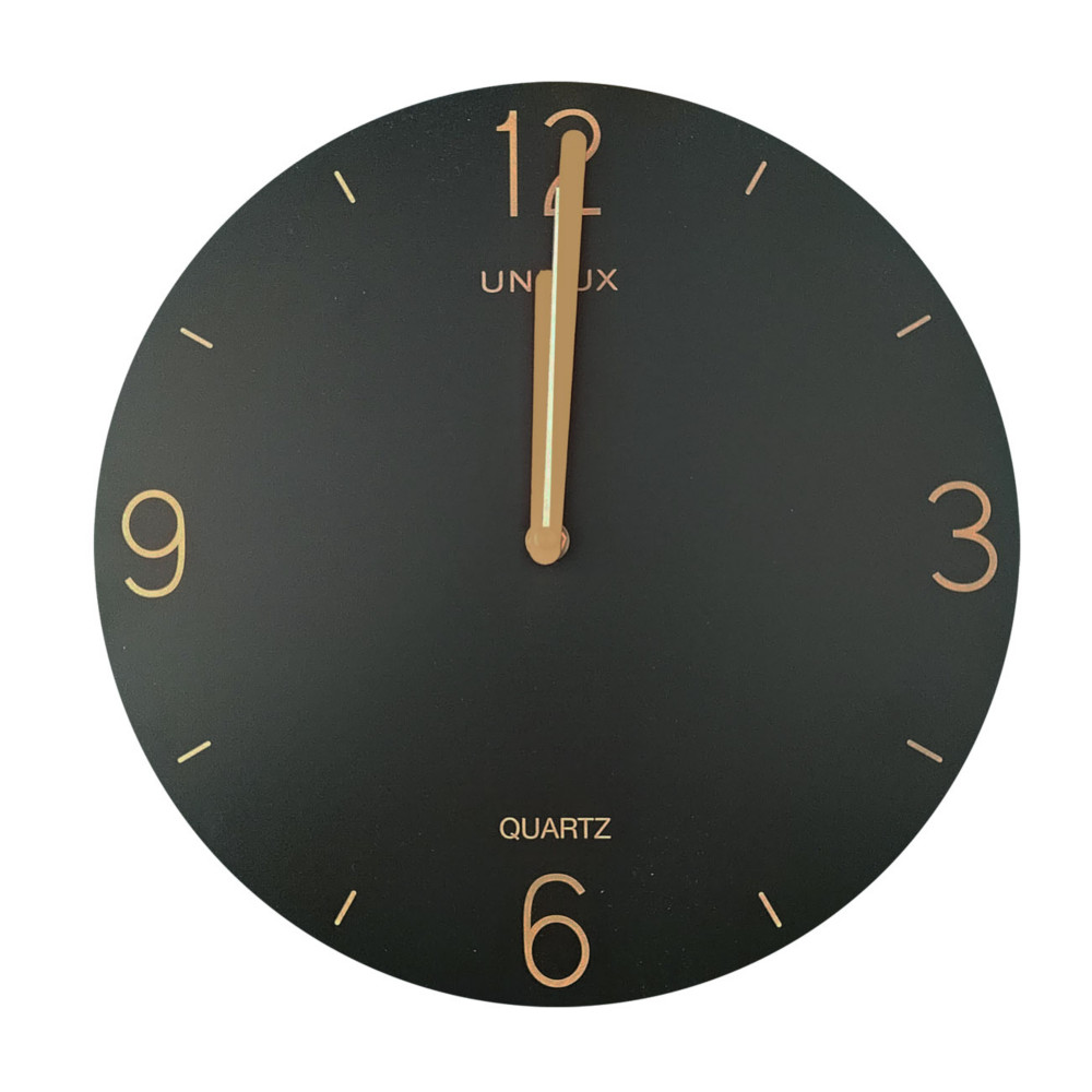 Unilux Horloge murale Lexy silencieuse - Diamtre 30 cm - Noir et bambou