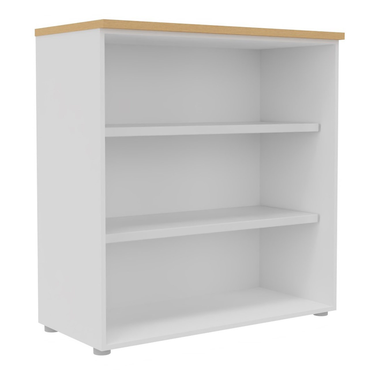 Bibliotheque+mi-hauteur+sans+porte+L.100+x+P.48+x+H.104+cm+-+Corps+Blanc+-+Top+Hetre