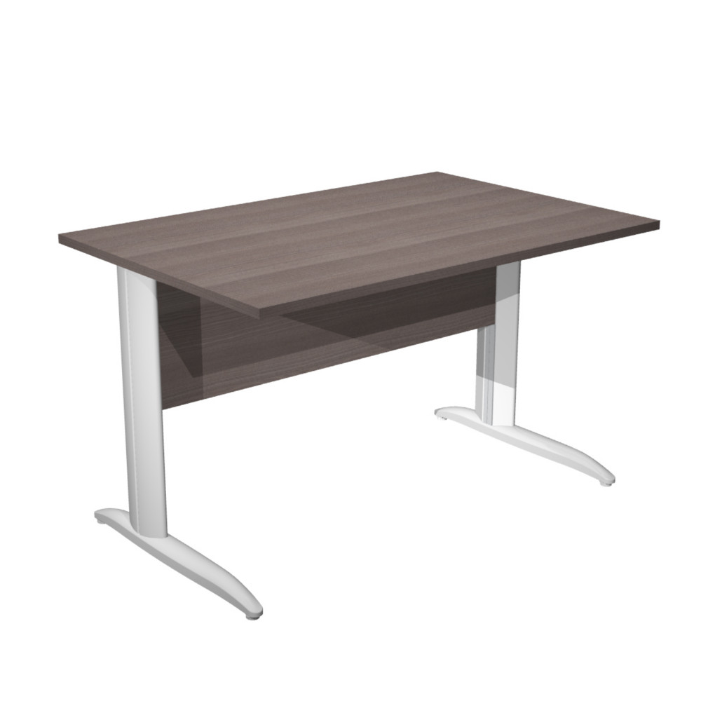 Bureau droit Pronto Mtal - L.120 x P.80 cm - Plateau Cendre - Pieds L Blanc