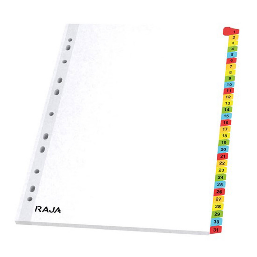 RAJA Intercalaires numriques A4 en bristol blanc - 31 divisions couleur