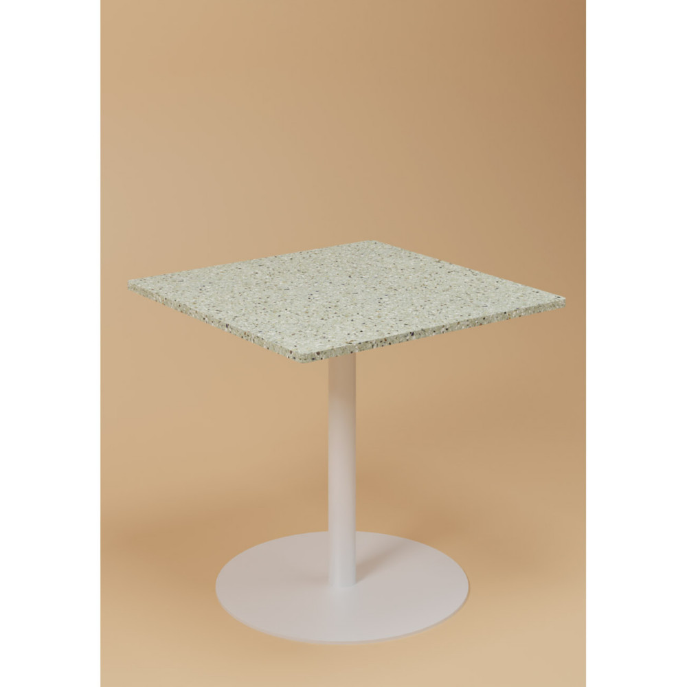 Table de restauration carre Bistro Trinquet 80 x 80 - Intrieur - Exptrieur - Plateau Hutre vert - Pied blanc