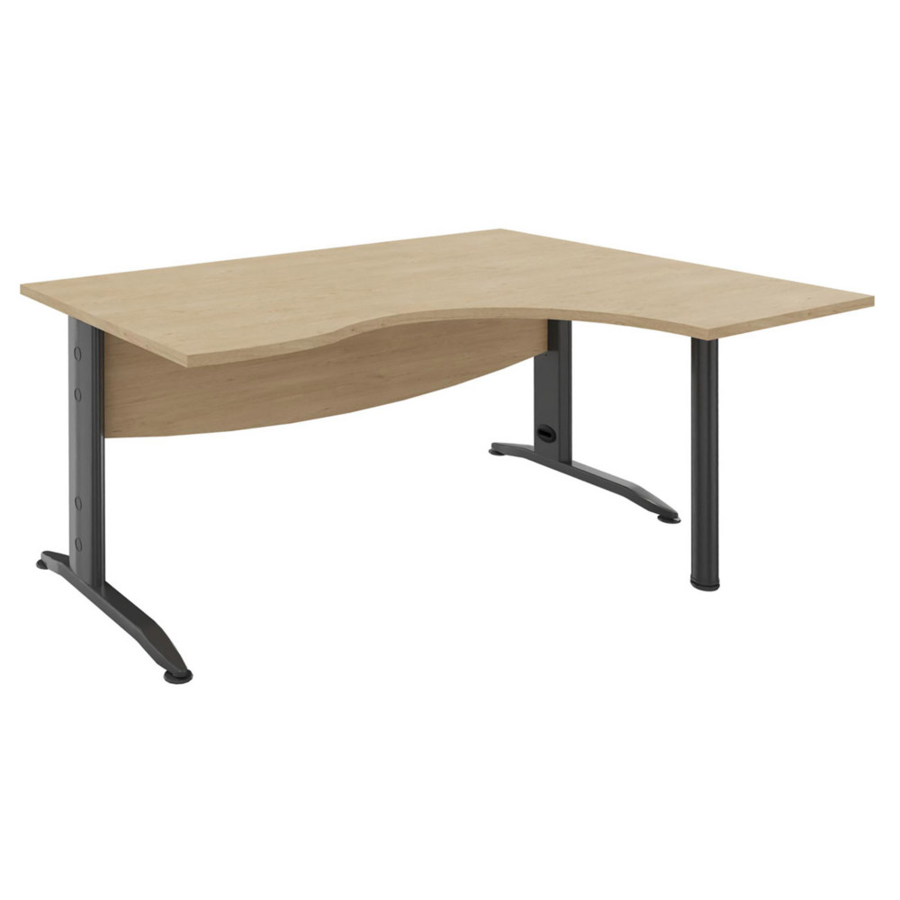 Bureau compact retour  droite Activity Mtal 2 - L.160 x P.120 cm - Plateau Chne clair - Pieds L Anthracite