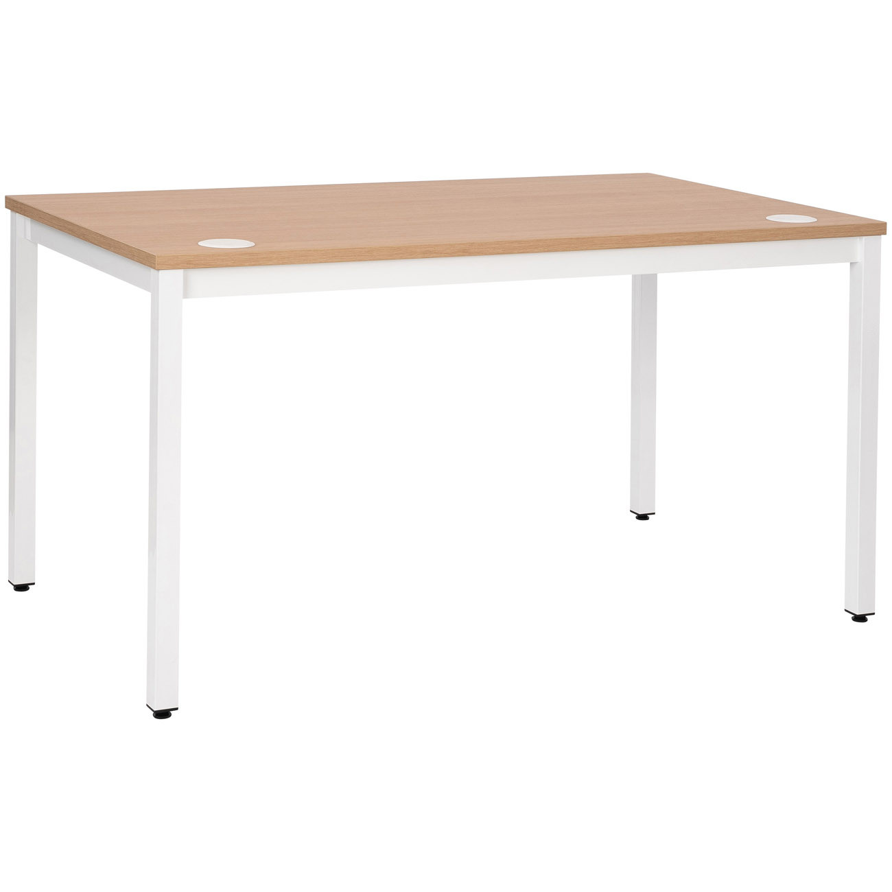 Bureau+droit+Budget+-+L.+140+x+P.+80+cm+-+Plateau+Chene+-+Pieds+Blanc