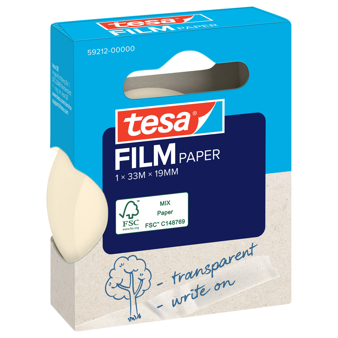 Tesa Ruban adhésif en papier Tesafilm Paper - 33 m x 19 mm