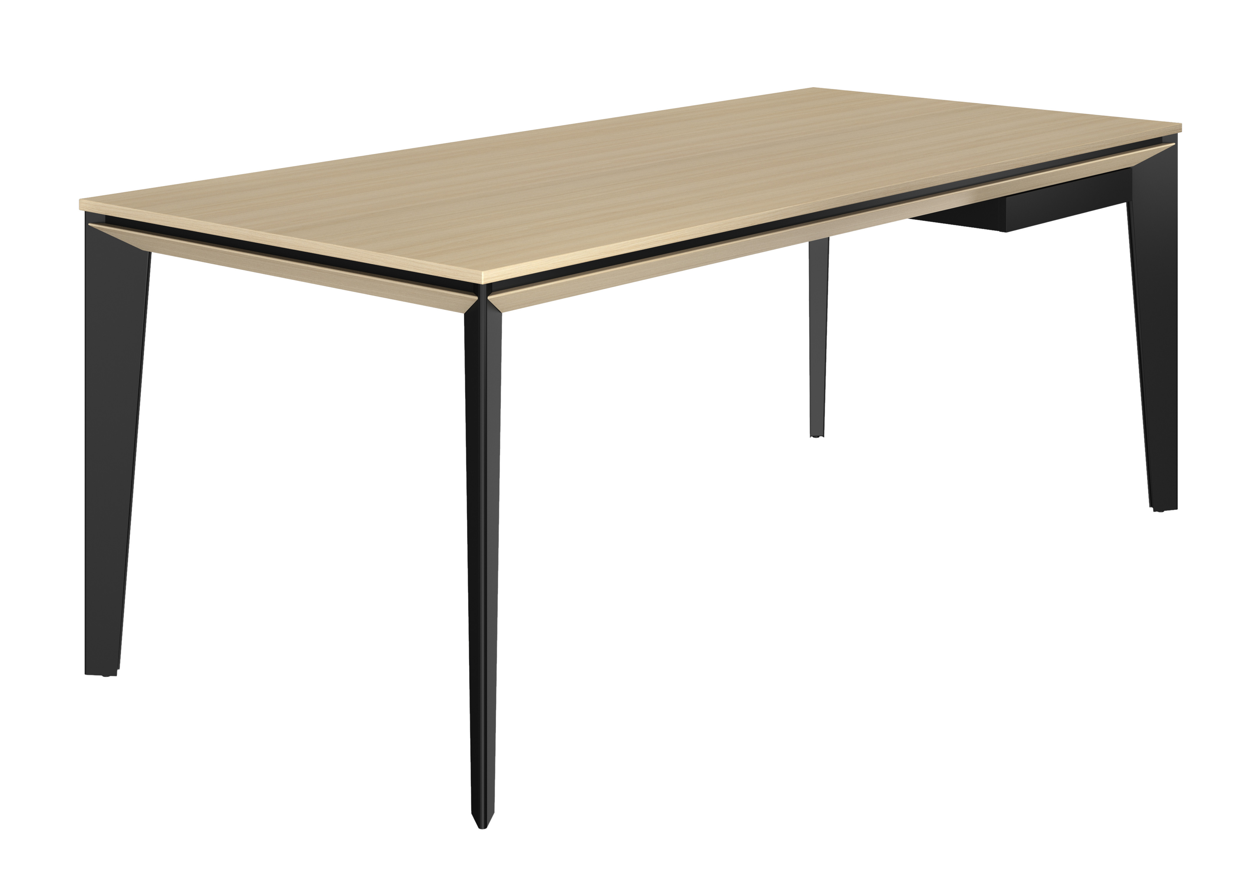Bureau de direction Fusion - L.190 x P.90 cm - Plateau Chêne structuré - Pieds métal Noir